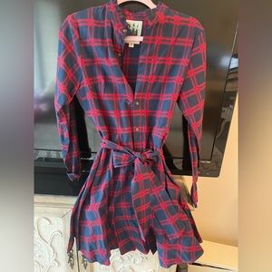 Kiel James Patrick KJP Flannel Dress Blue Red Medium M